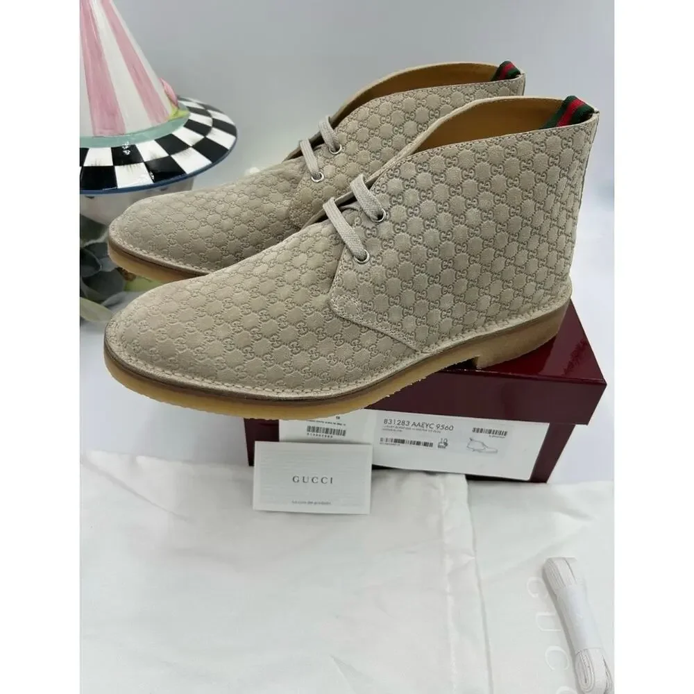 Men's Gucci, GG embossed desert boots size 10 made in Italy